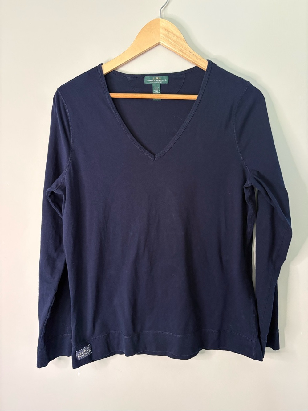Lauren Ralph Lauren Navy V-Neck Long Sleeve Tee
